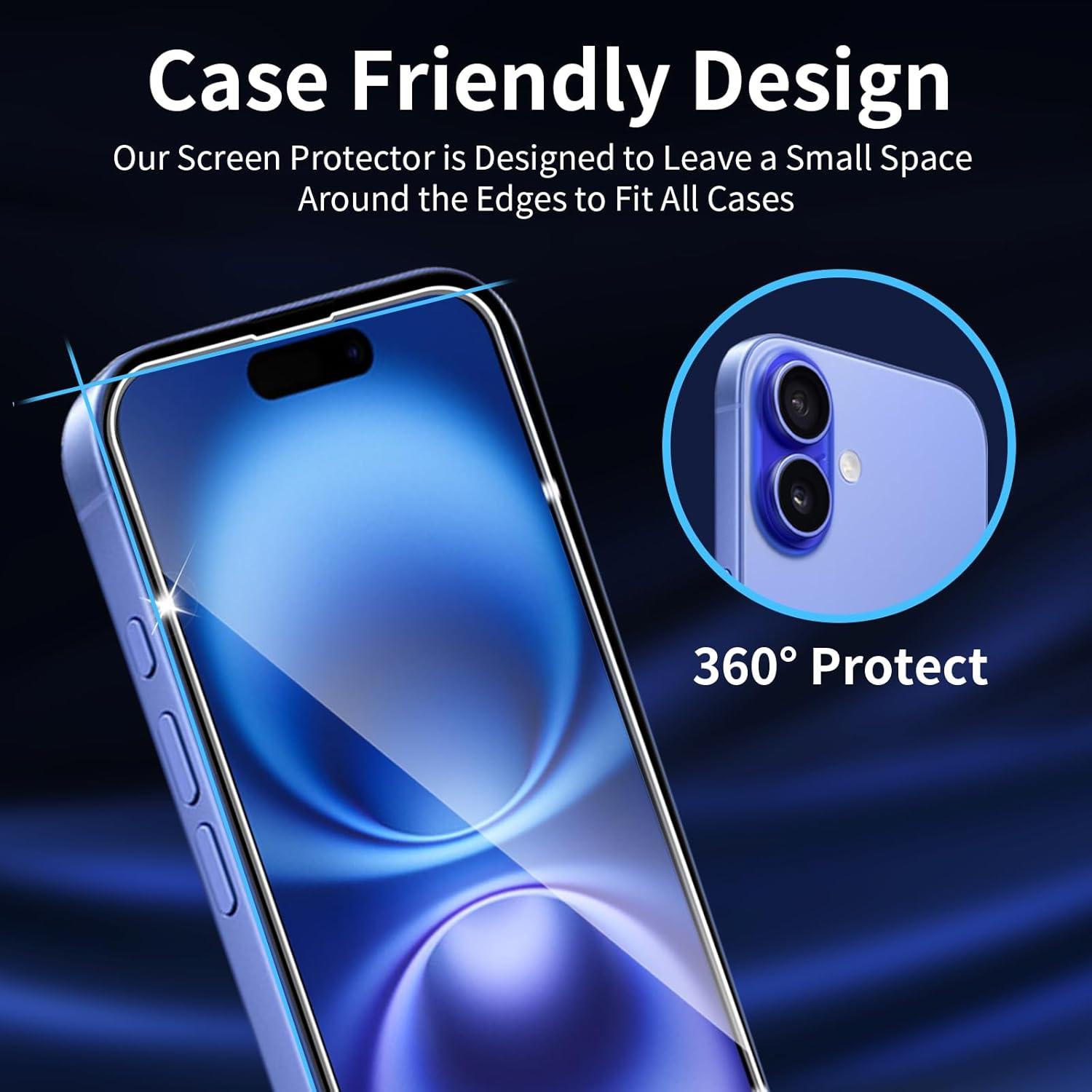 Schutzfolie iPhone 16 Panzerglas 3 Stück Schutz Glas Kameraschutz 9H