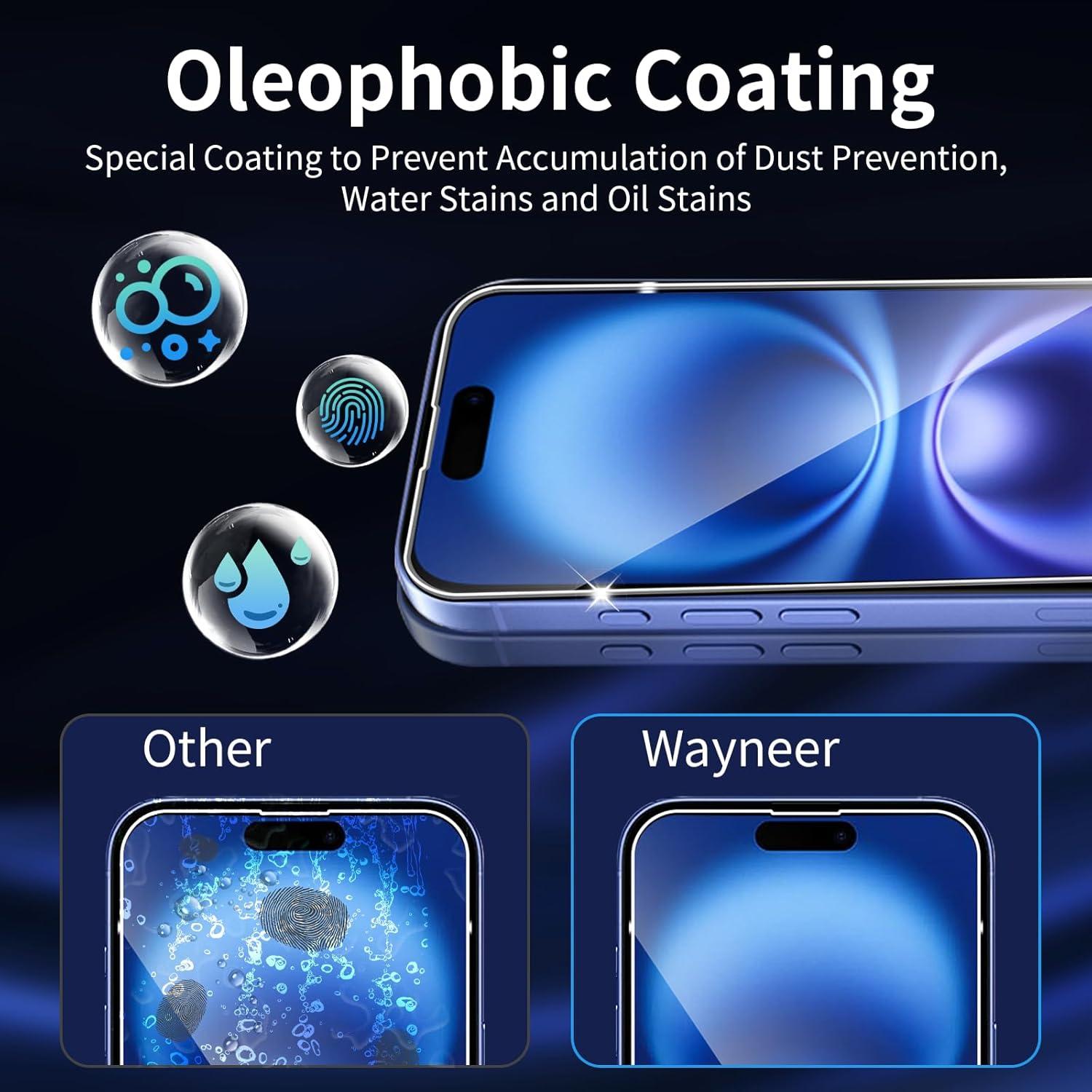 iPhone 16 Schutzfolie Panzerglas Rahmen Positionierhilfe 9H Härte 3 Stück