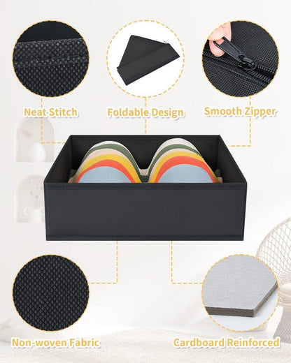 Schrank Organizer Set 12-teilig Stoff Schwarz, Faltbare