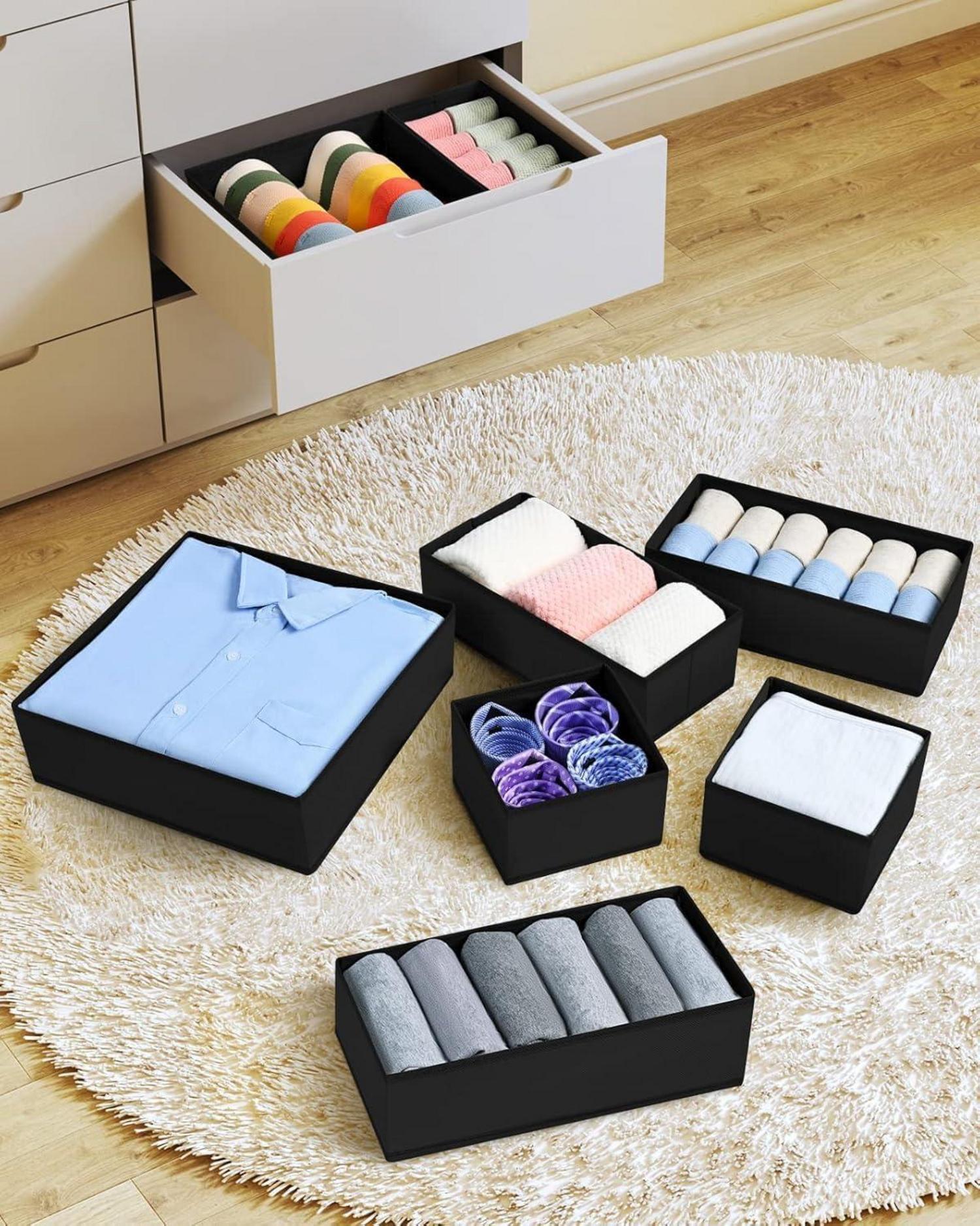 Schrank Organizer Set 12tlg. Faltbare Aufbewahrungsboxen Schwarz