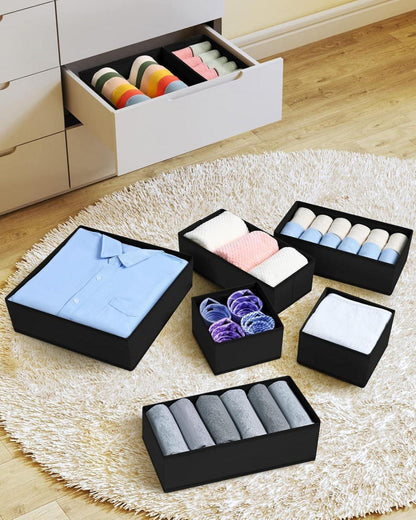 Schrank Organizer Set 12tlg. Faltbare Aufbewahrungsboxen Schwarz