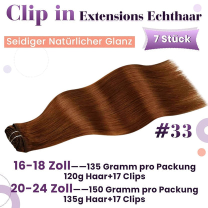 Rote Echthaar Clip-in Extensions 50cm – Salon Qualität