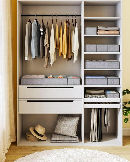 Schrank Organizer 12 Stück Faltbar Stoff Aufbewahrungsbox Unterwäsche Grau