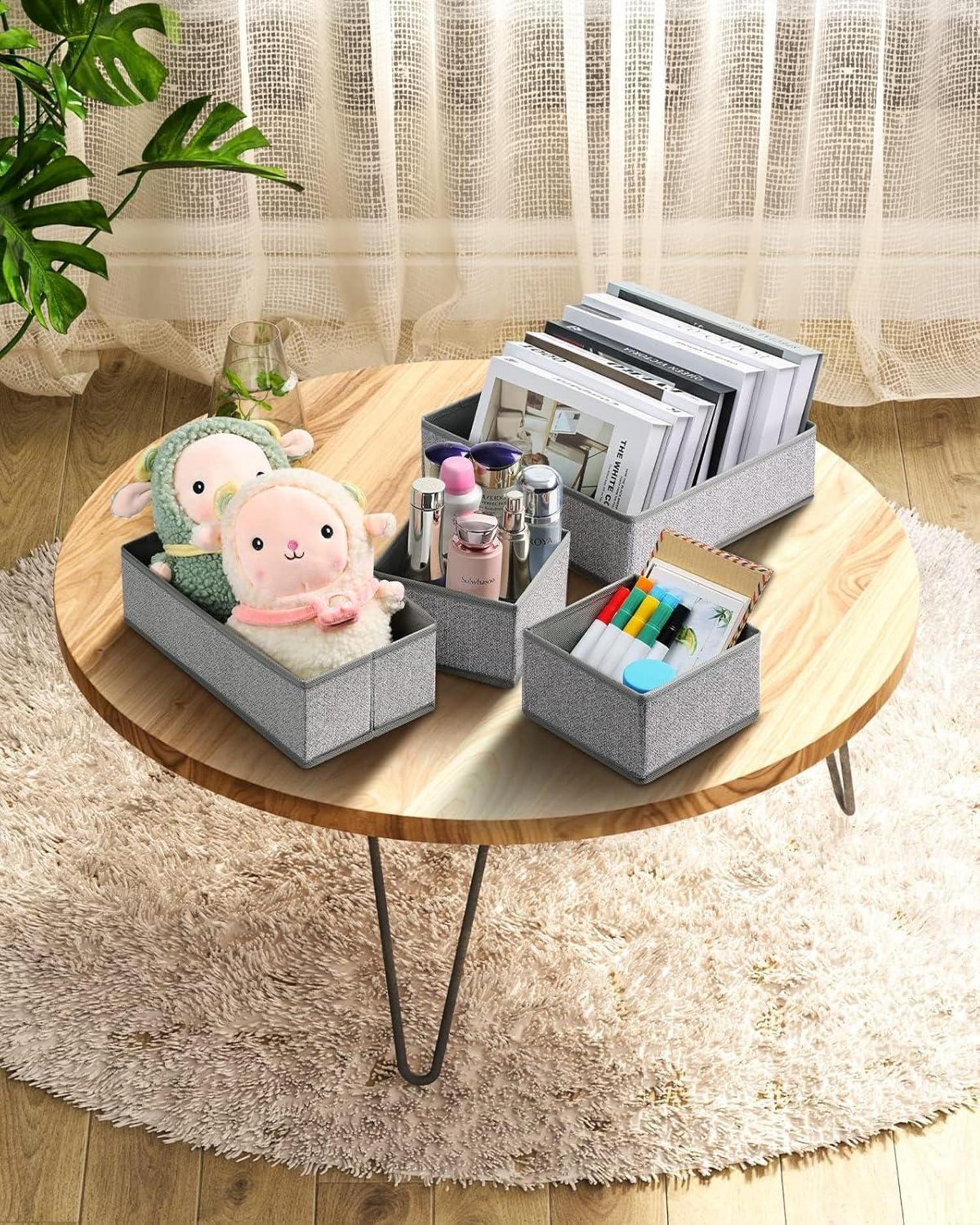 Schrank Organizer 12 Stück Faltbar Stoff Aufbewahrungsbox Unterwäsche Grau