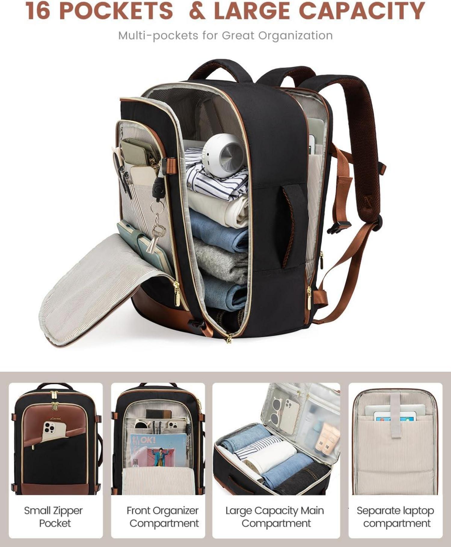 LOVEVOOK Handgepäck Rucksack Damen Wasserdicht 40LascadeTrolley Rucksack Flugzeug Campinglama