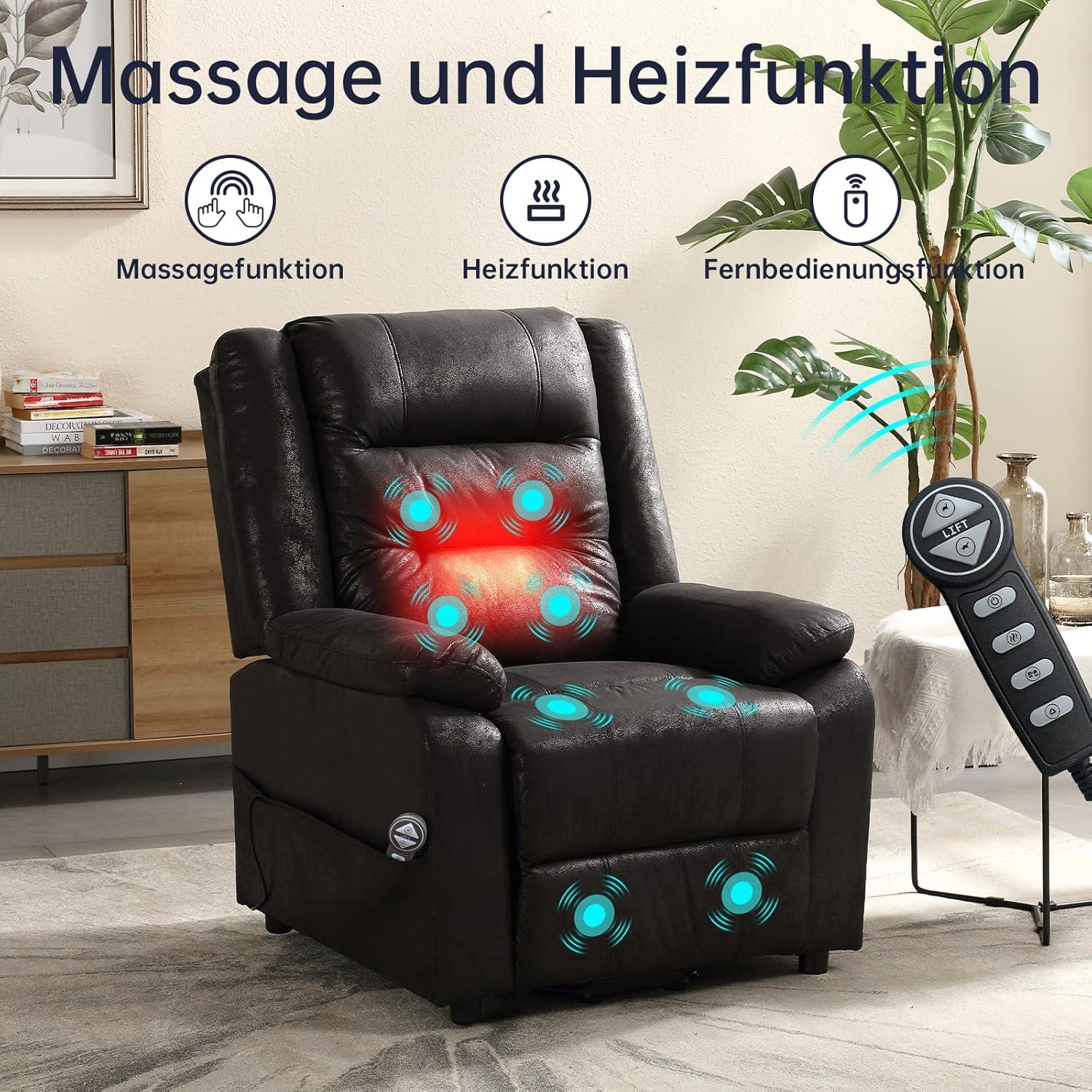 Elektrischer Massagesessel mit Aufstehhilfe und Wärmefunktion