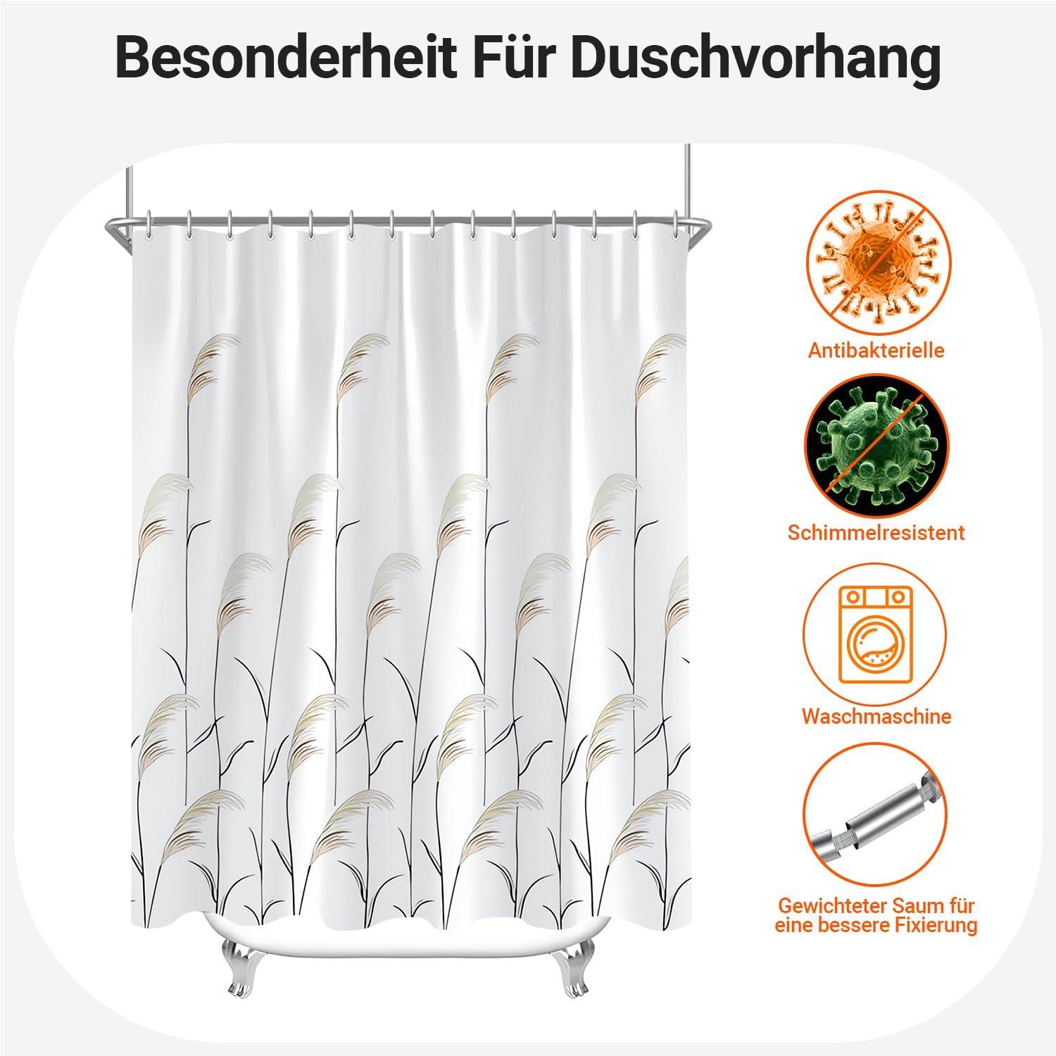 Duschvorhang Weizenohr 100x180cm Antischimmel Wasserabweisend