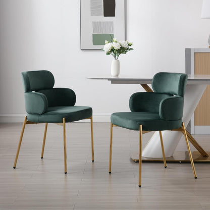 Samt Esszimmerstühle 2er Set – Modern & Komfortabel (Grün)