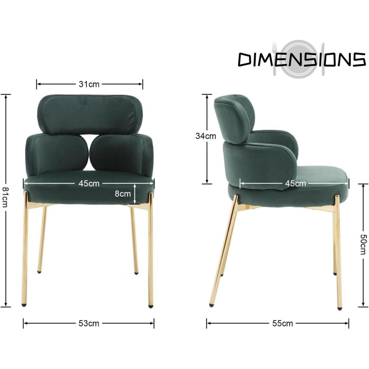 Samt Esszimmerstühle 2er Set – Modern & Komfortabel (Grün)
