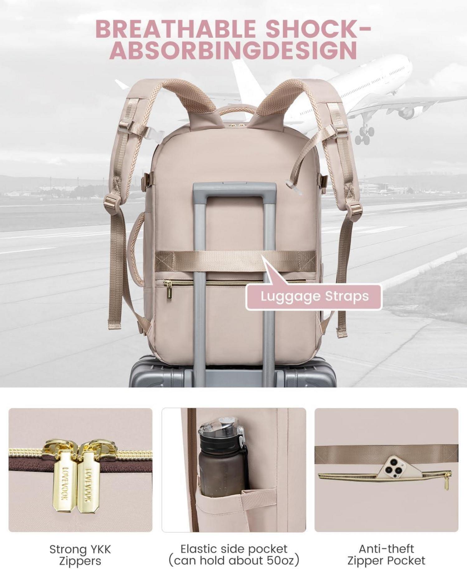 Handgepäck Rucksack Flugzeug Damen Wasserdicht 40L Laptopfach