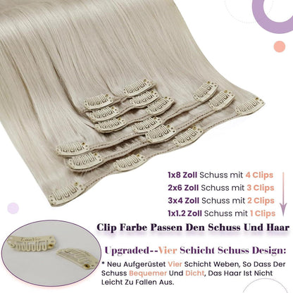 Echthaar Clip-Ins Blond 50cm – Volumenset