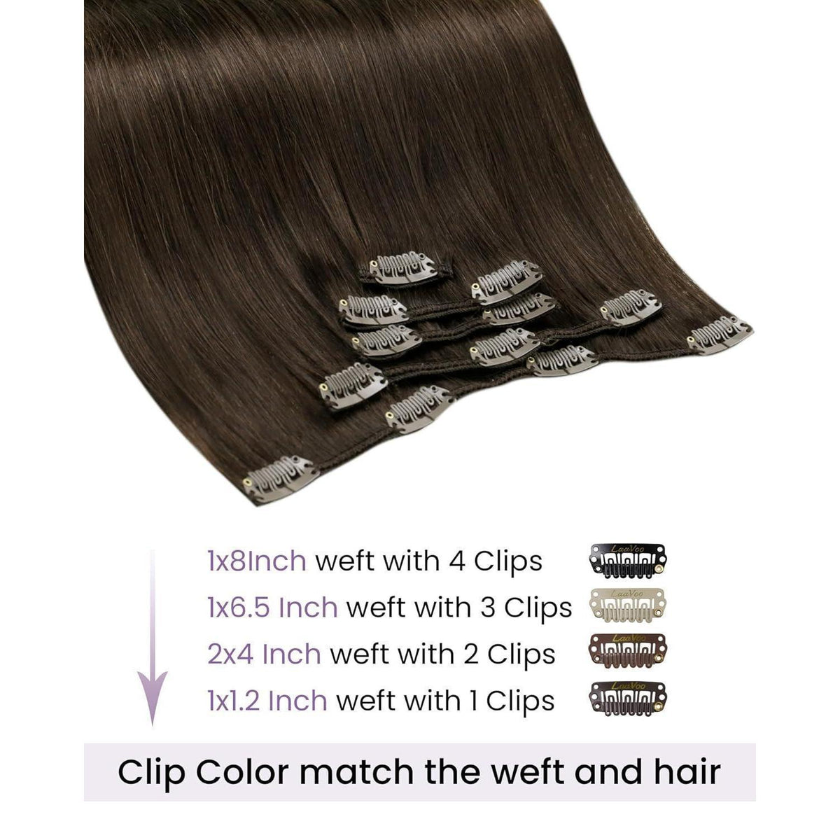 Echthaar Clip Extensions Braun 55cm – Remy Haarverlängerung