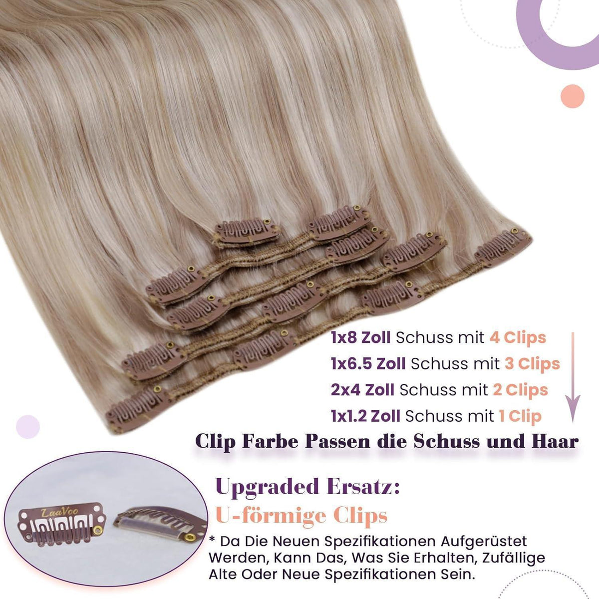 Blond Clip in Haarverlängerung Echthaar 40cm Aschblond