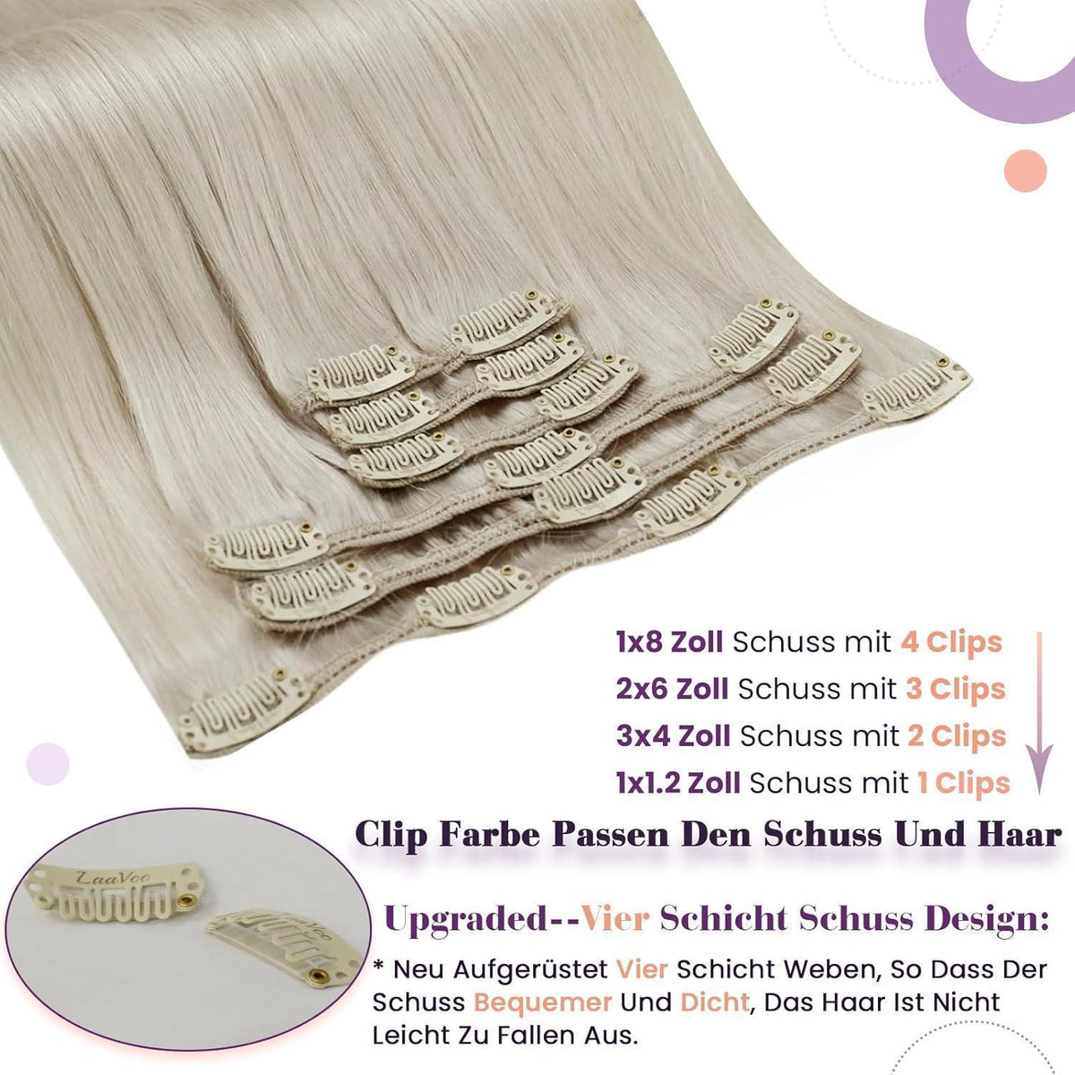Echthaar Clip Extensions Blond Highlight 40cm