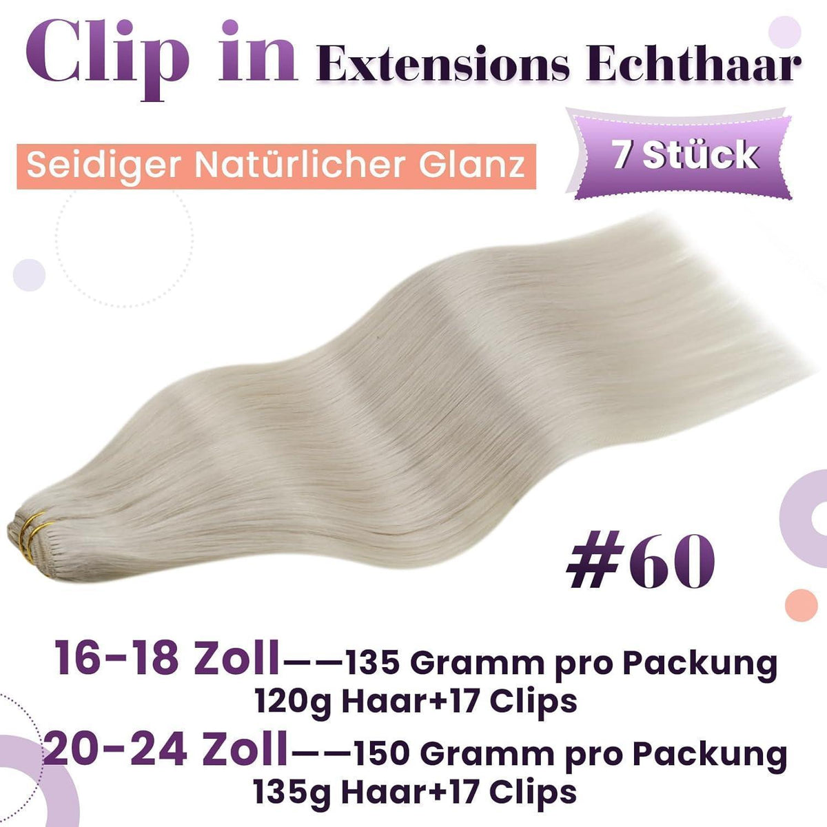 Echthaar Clip Extensions Blond Highlight 40cm