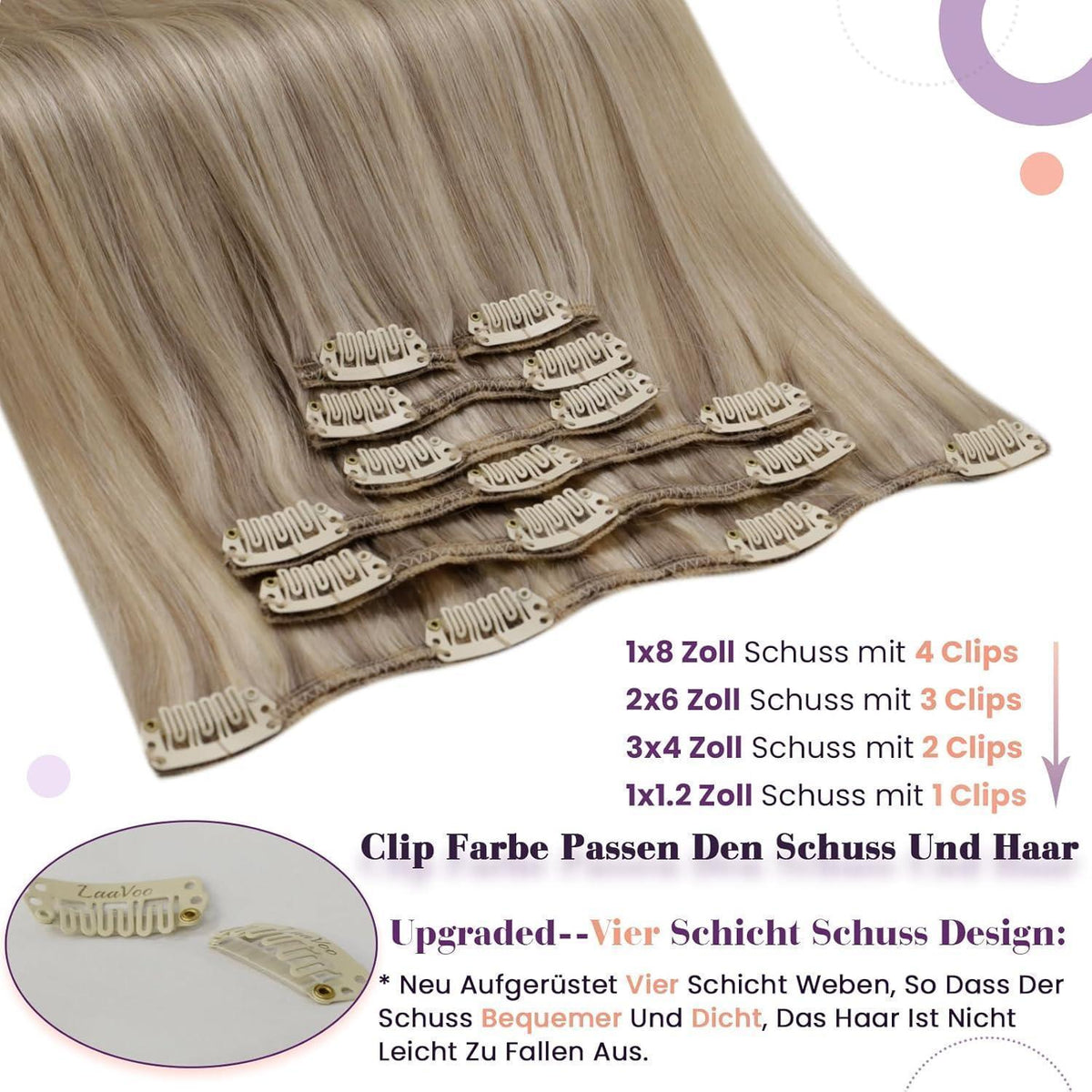Echthaar Clip-in Extensions Blond 45cm - Remy Haar