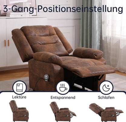 Elektrischer Fernsehsessel mit Massage, Wärmefunktion, Liegefunktion, Braun