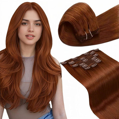 Rote Echthaar Clip-Ins 60cm – Volumenset