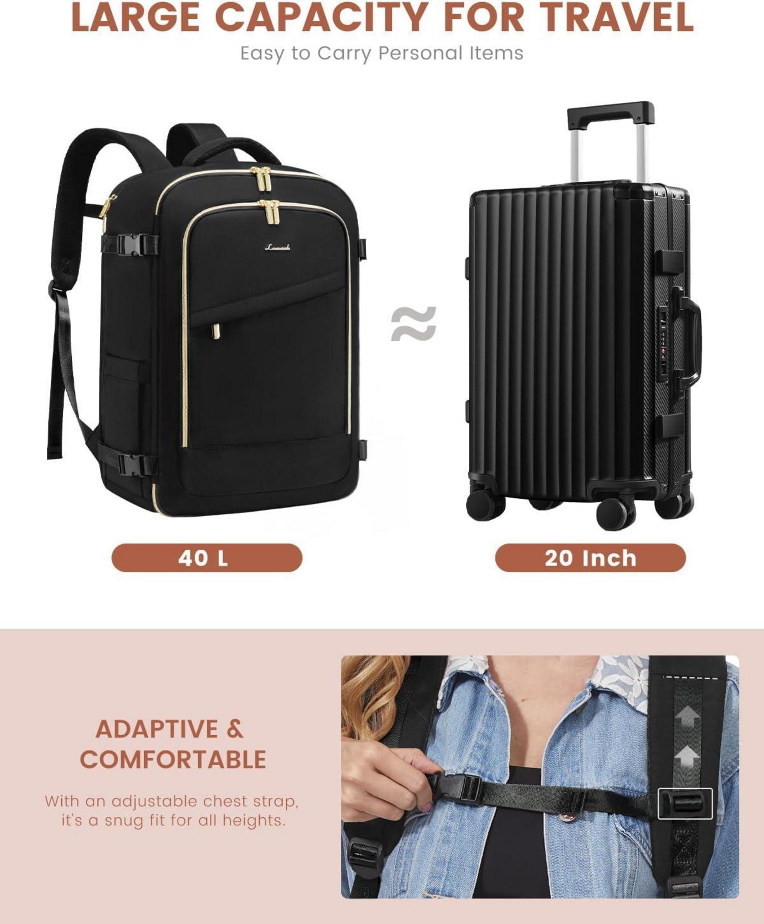 Handgepäck Rucksack 40L: Laptop, USB-Ladeanschluss, Schuhfach