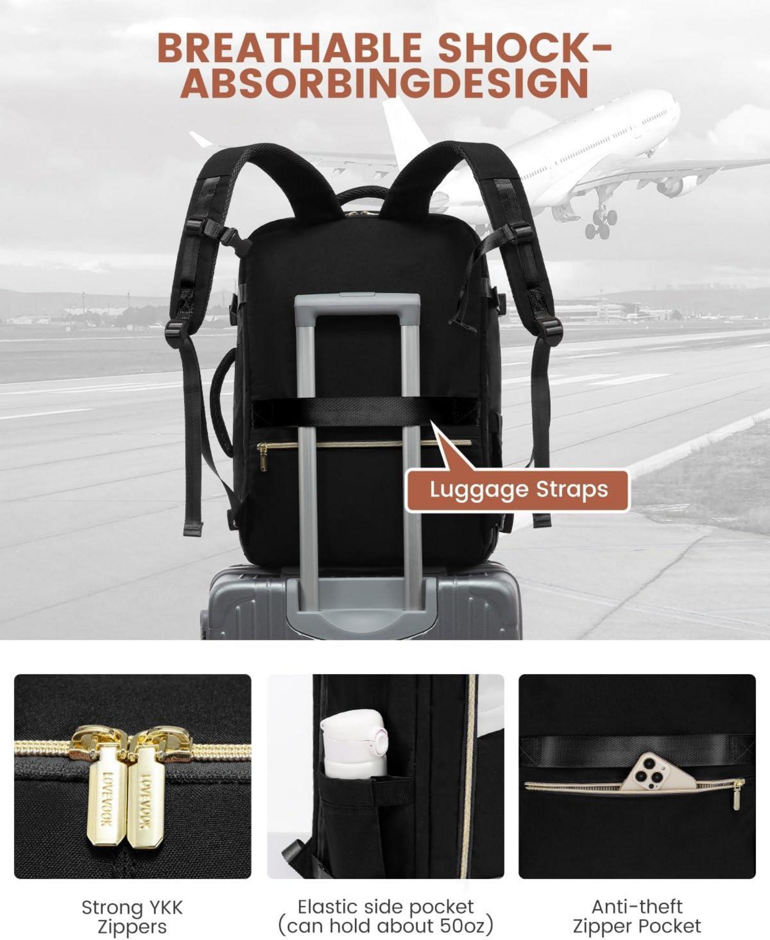 Handgepäck Rucksack 40L Flugzeug Wasserdicht Damen Travel Backpack