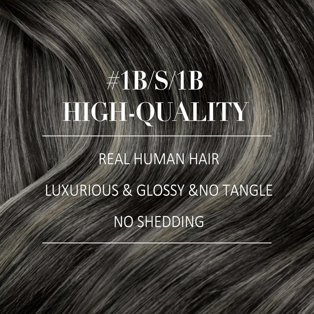 Clip-in Echthaar Extensions Ombre Schwarz Silber 50cm