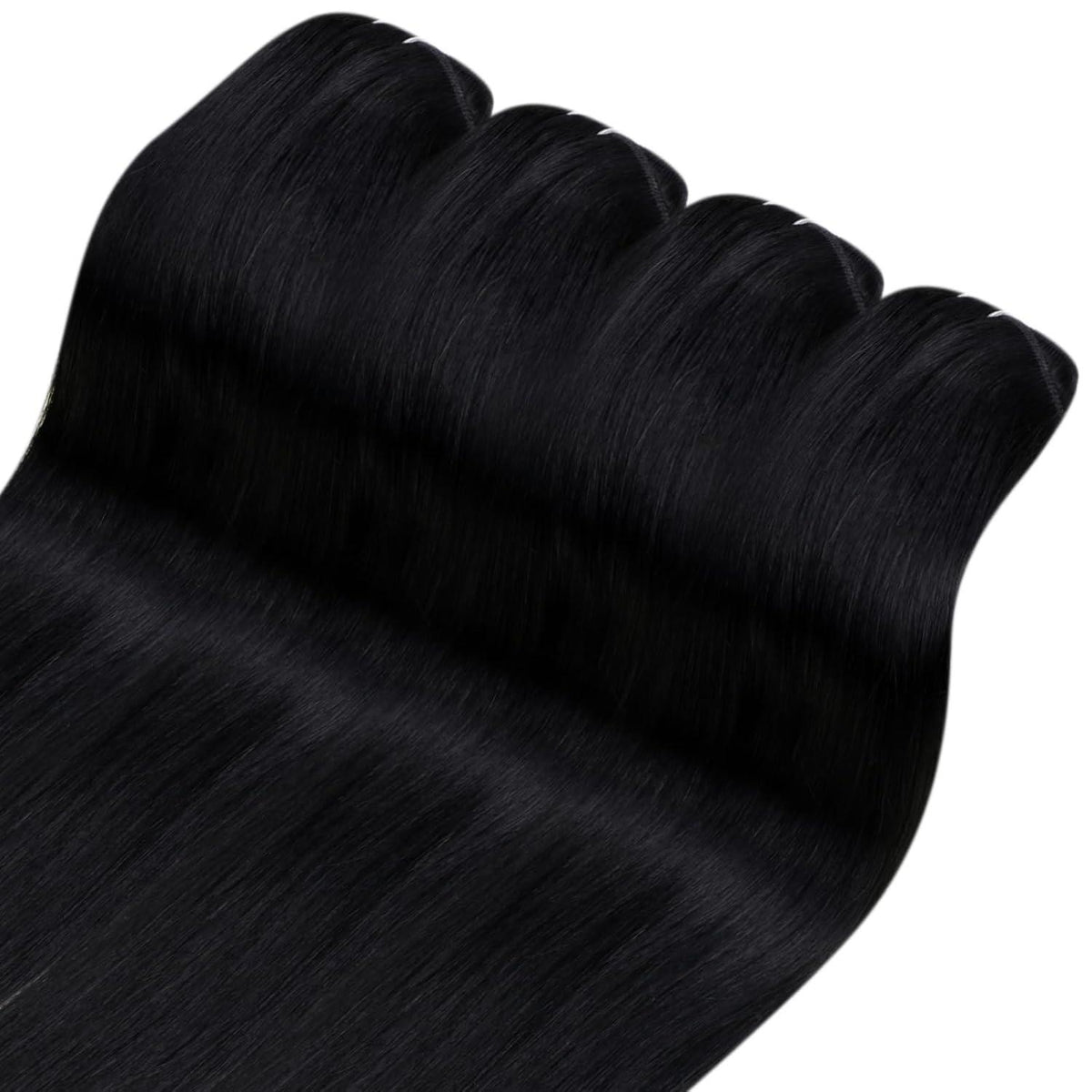 Clip-in Echthaar Extensions Schwarz 35cm – Volumenspendend & Stylingfähig