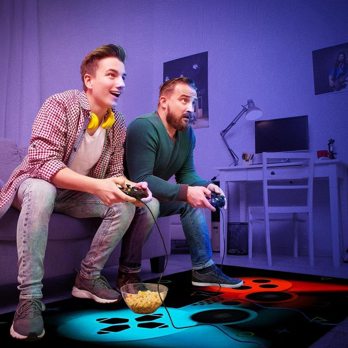 Gamer Teppich 120x160 cm - Rutschfest & Waschbar für Gaming Bereich