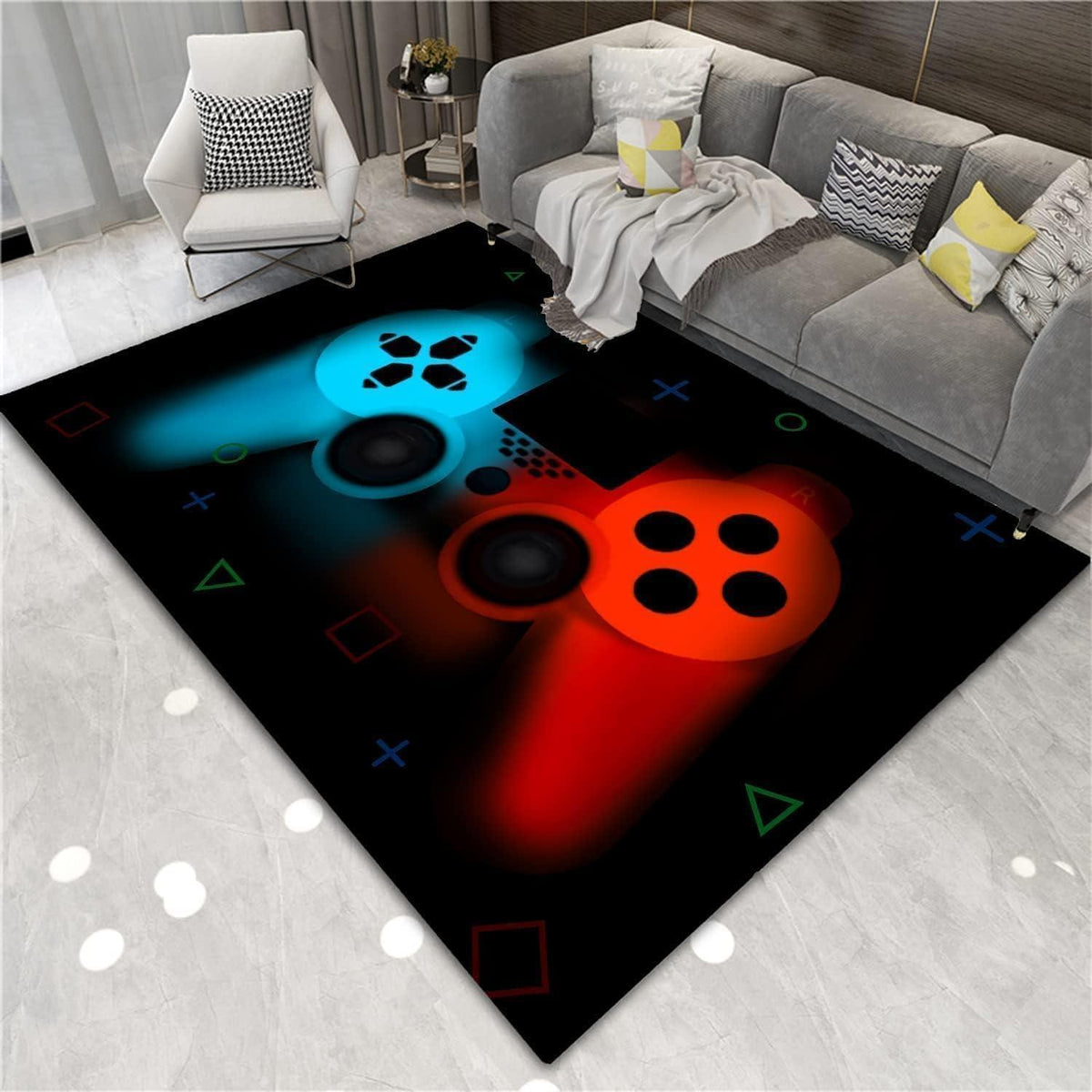 Gamer Teppich rutschfest 140x180 cm – Gaming Dekor Schlafzimmer