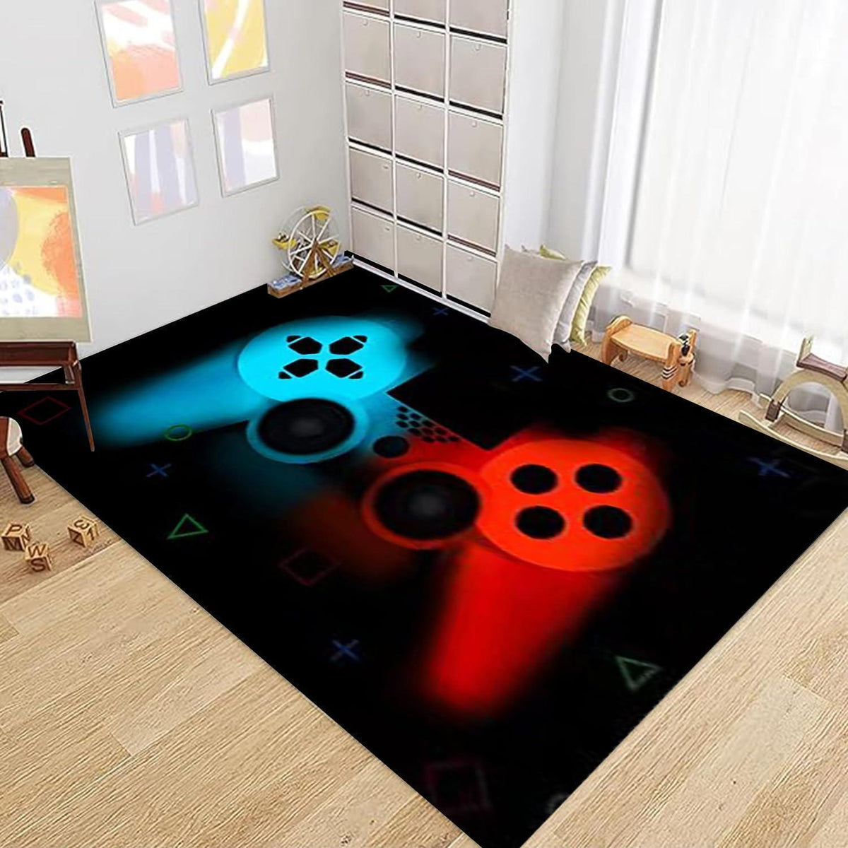 Gamer Teppich rutschfest 140x180 cm – Gaming Dekor Schlafzimmer