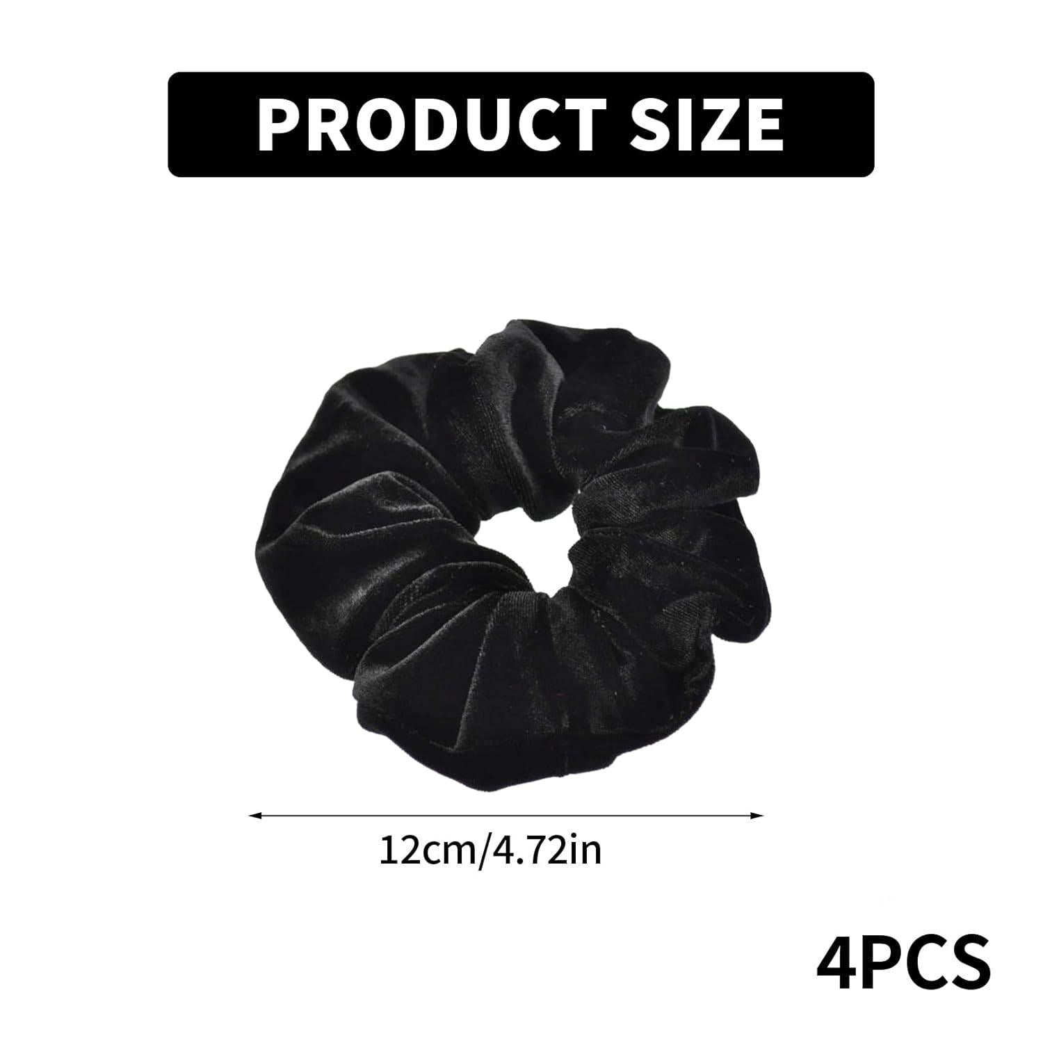4er Set Schwarze Samt Scrunchies Haargummi für Damen und