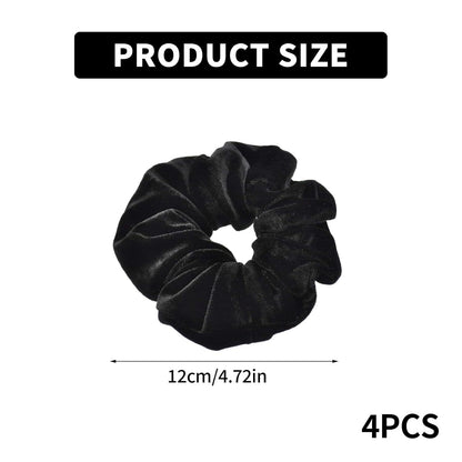 4er Set Schwarze Samt Scrunchies Haargummi für Damen und