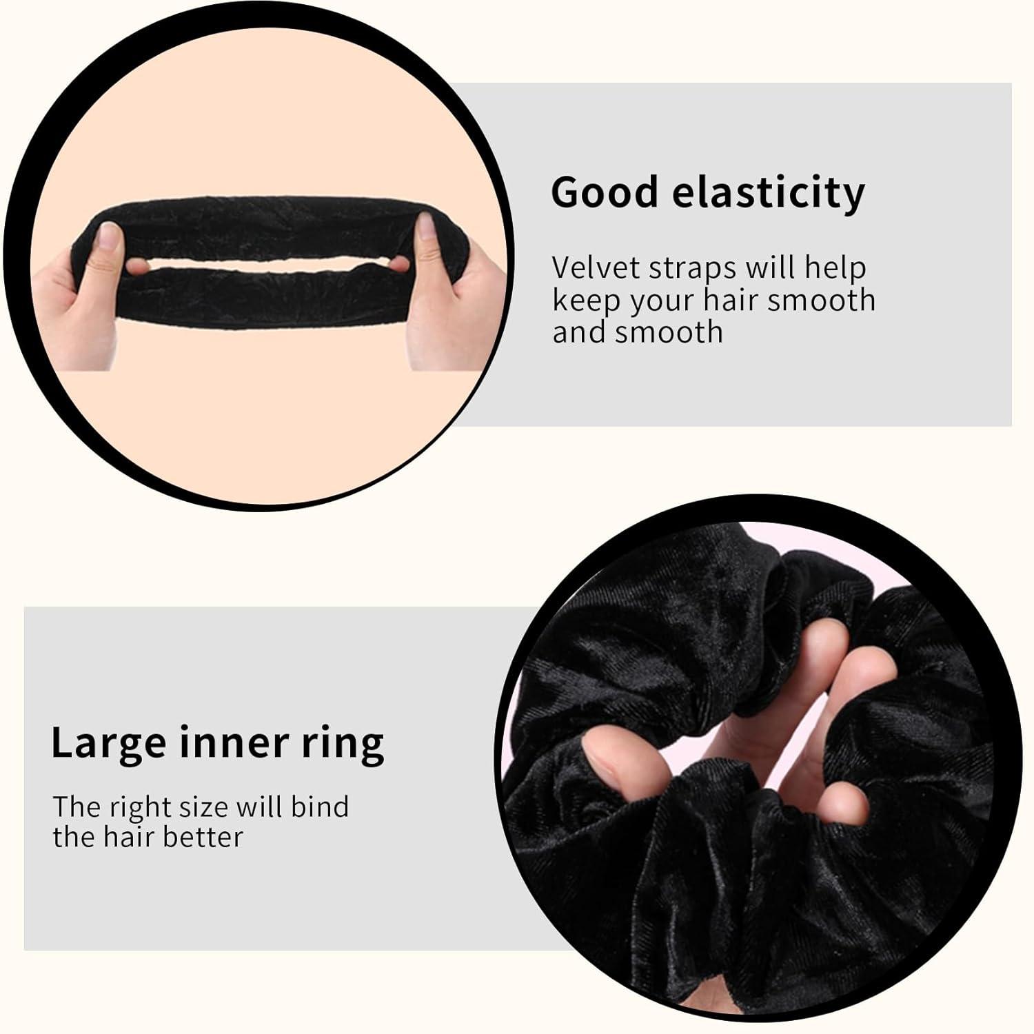 Schwarze Samt Scrunchies Haargummis 4er Pack