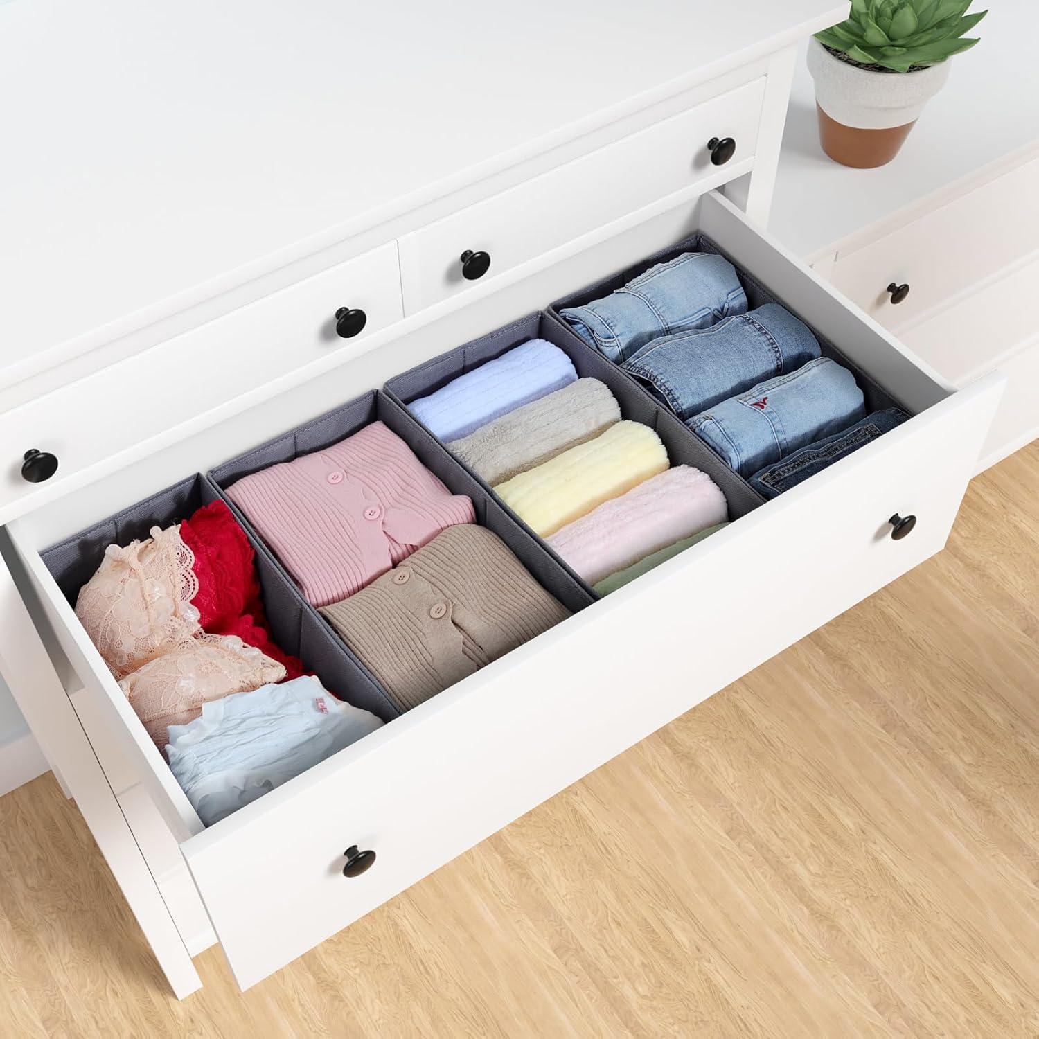 Schubladen Organizer Kleidung für Hemnes Kommode 4er-Set Grau