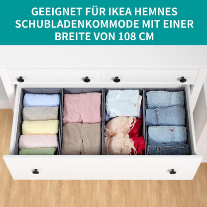 Schubladen Organizer Kleidung für Hemnes Kommode 4er-Set Grau