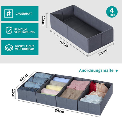 Schubladen Organizer Hemnes Kommode 4er-Set Aufbewahrungsboxen Grau