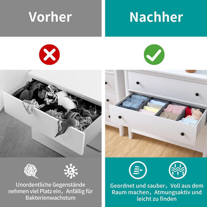 Schubladen Organizer für Hemnes Kommode 108x96 cm 4er-Set Grau