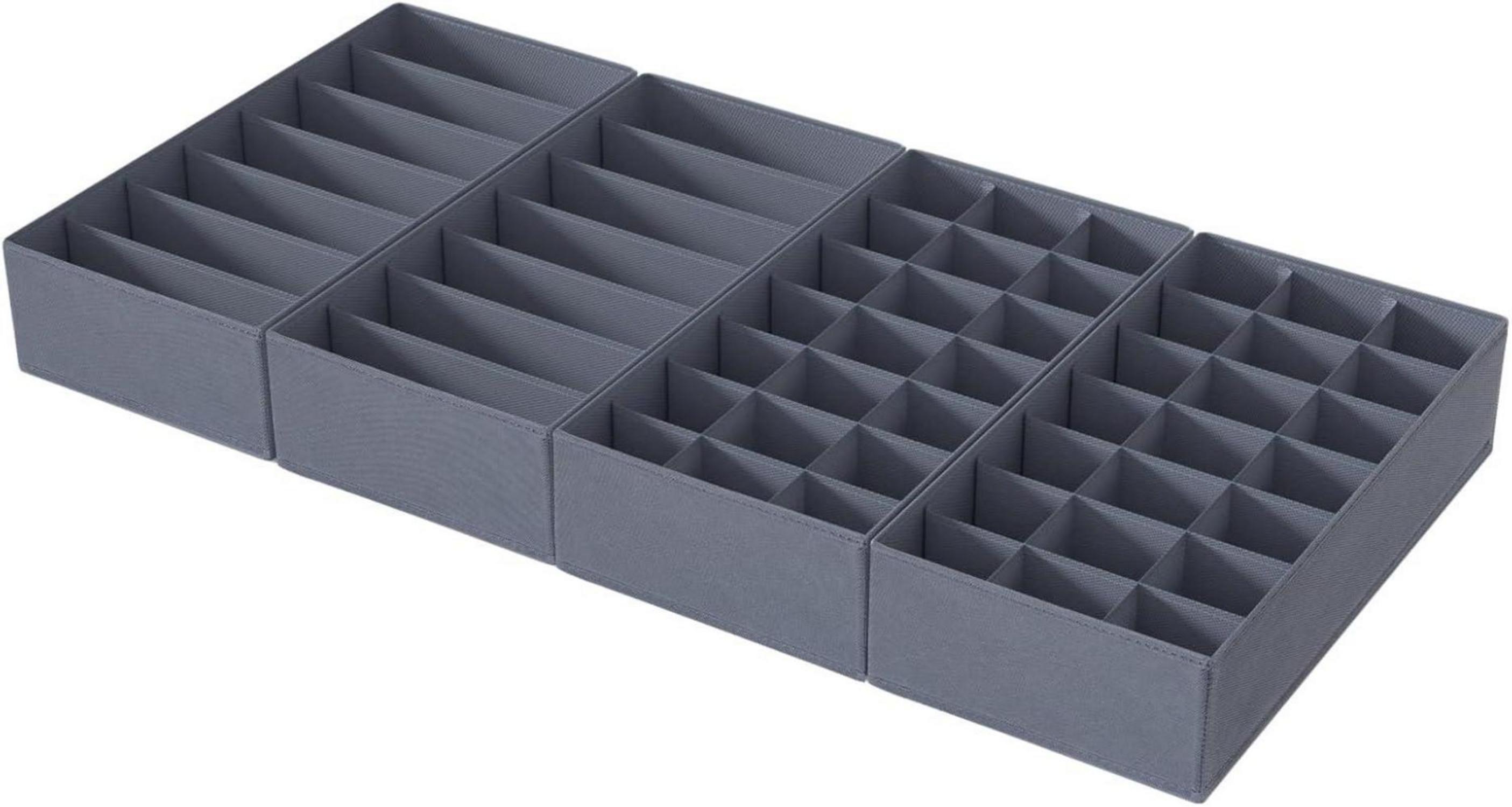 ORLISA Schubladen Organizer Hemnes Kommode 108x96cm, Babykleidung Socken Aufbewahrungsbox 4er set Grau