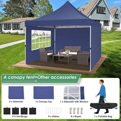 COBIZI Faltpavillon 3x3m Wasserdicht Stabil mit 3 Seitenwänden - Marineblau