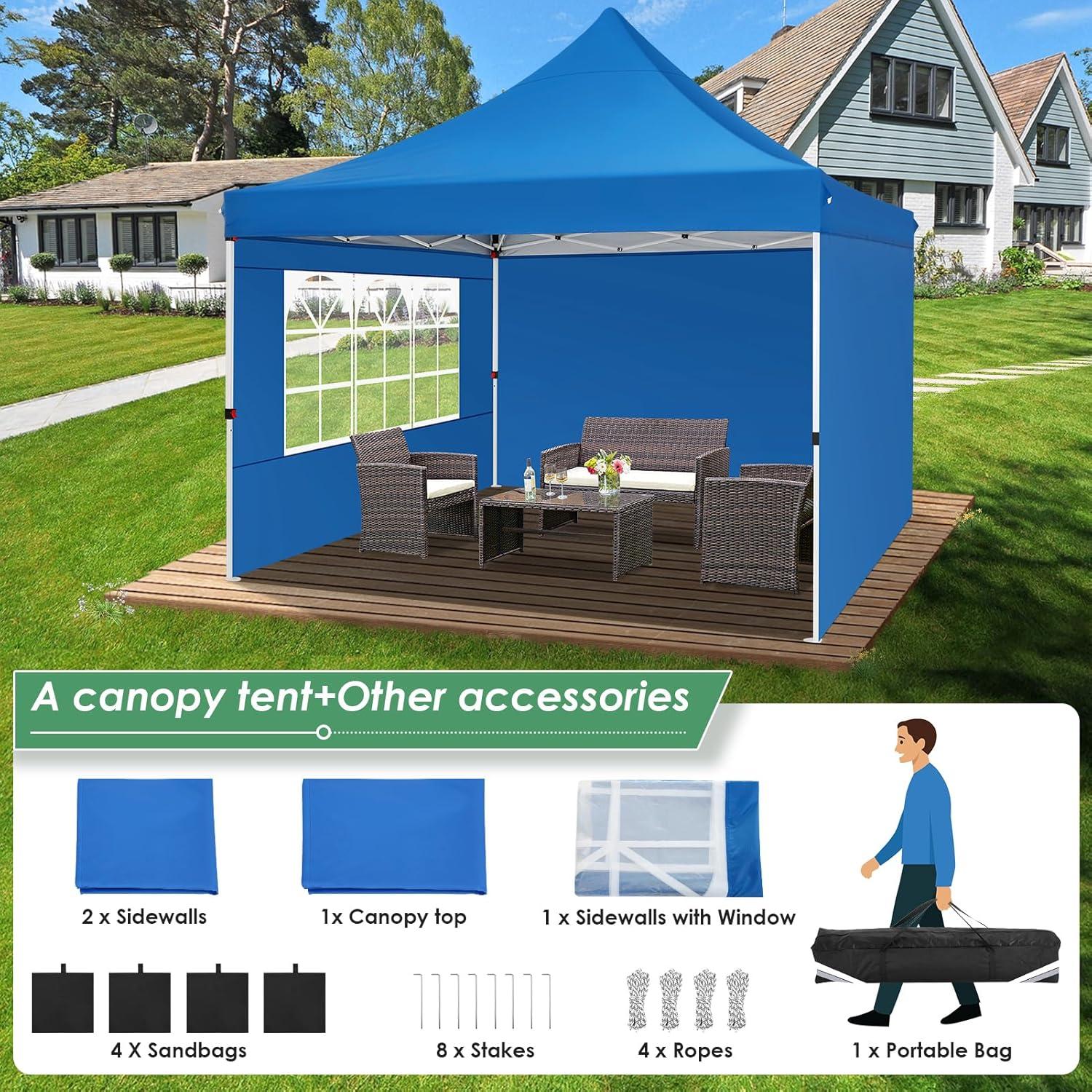 COBIZI Faltpavillon 3x3m Stabil Wasserdicht inkl. 3 Seitenwänden & 4 Sandsack