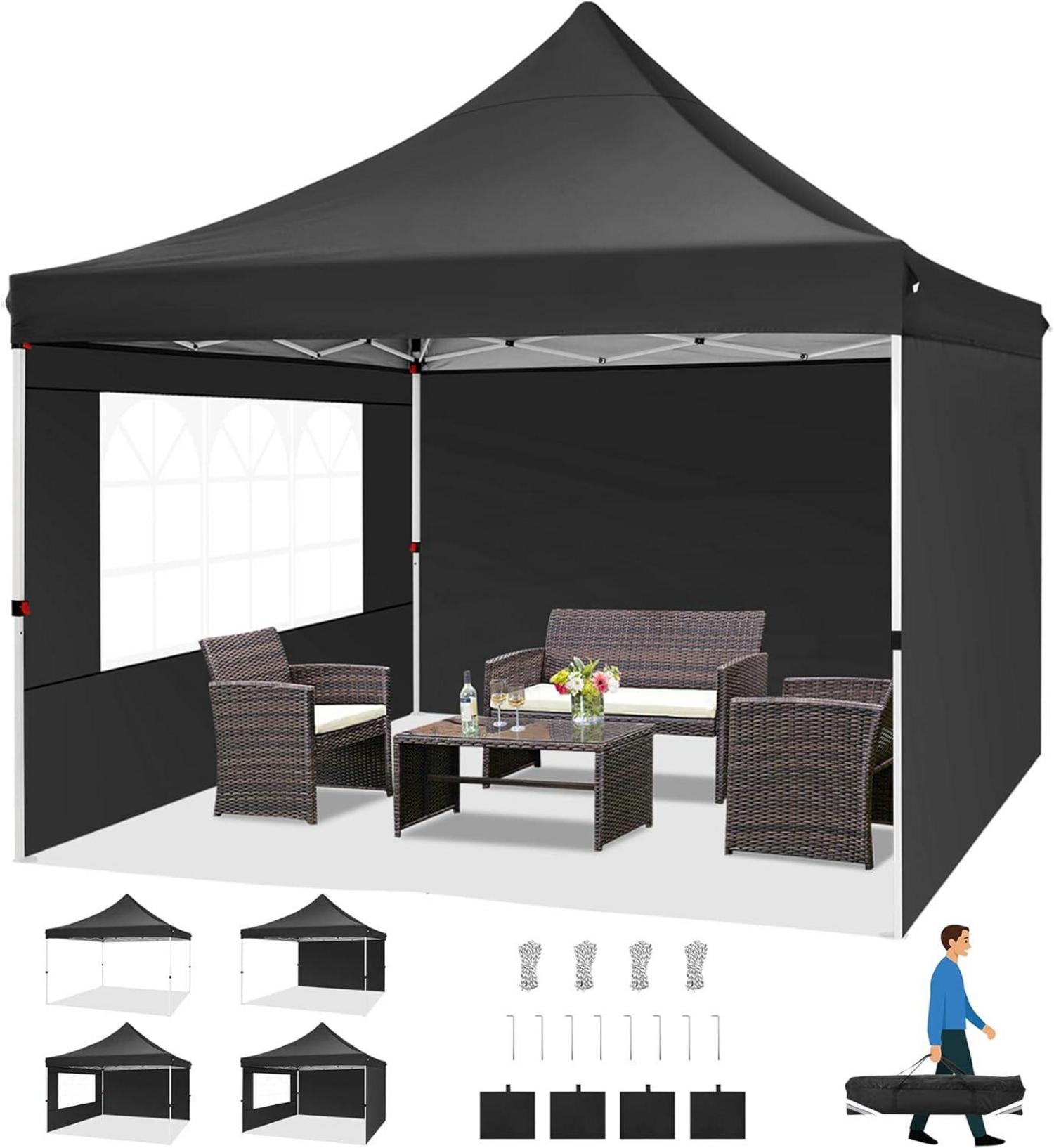 Faltpavillon 3x3m Wasserdicht Stabil Winterfest Pop-up mit