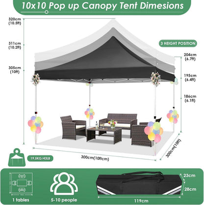 COBIZI Faltpavillon 3x3m Wasserdicht Winterfest Stabil - Schwarz