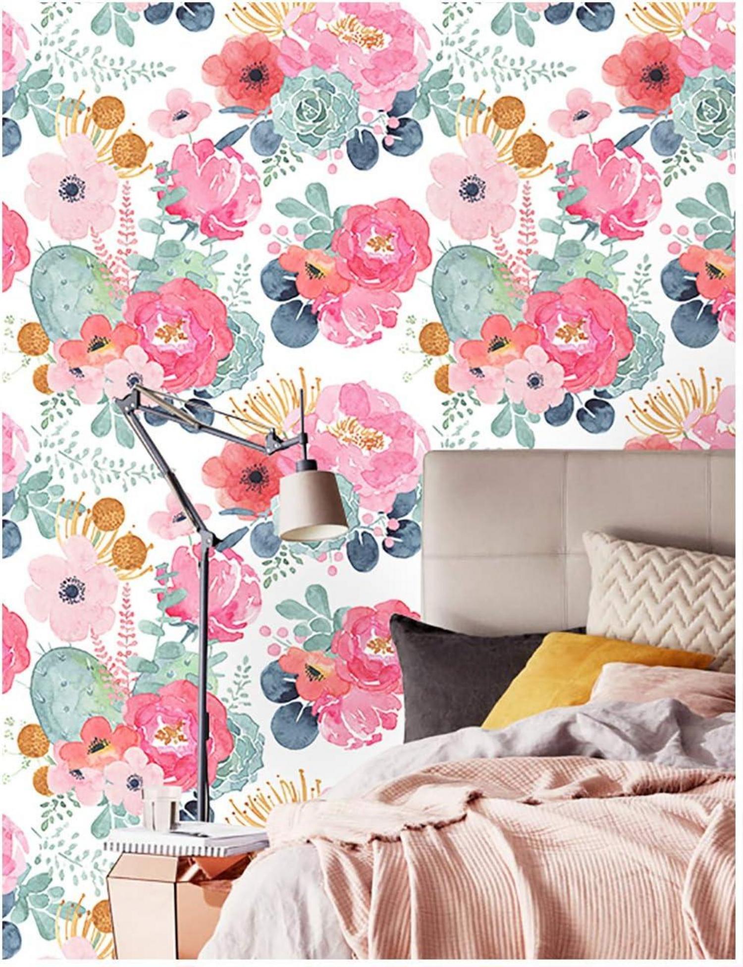 Selbstklebende Fototapete Blumen Design Wanddeko 44x600cm Vintage Optik
