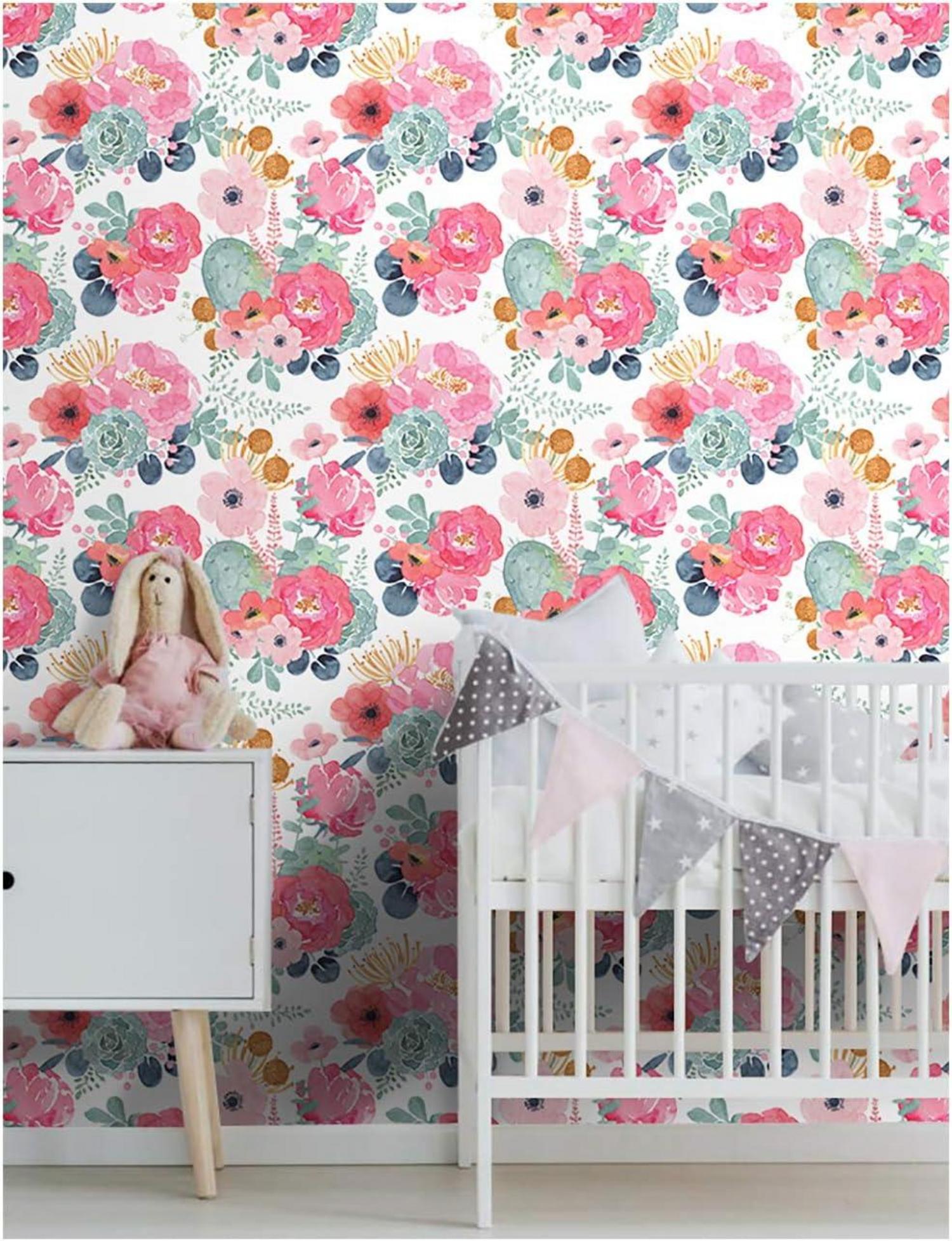 Selbstklebende Fototapete Blumen Design 44x300cm Vintage Wanddeko