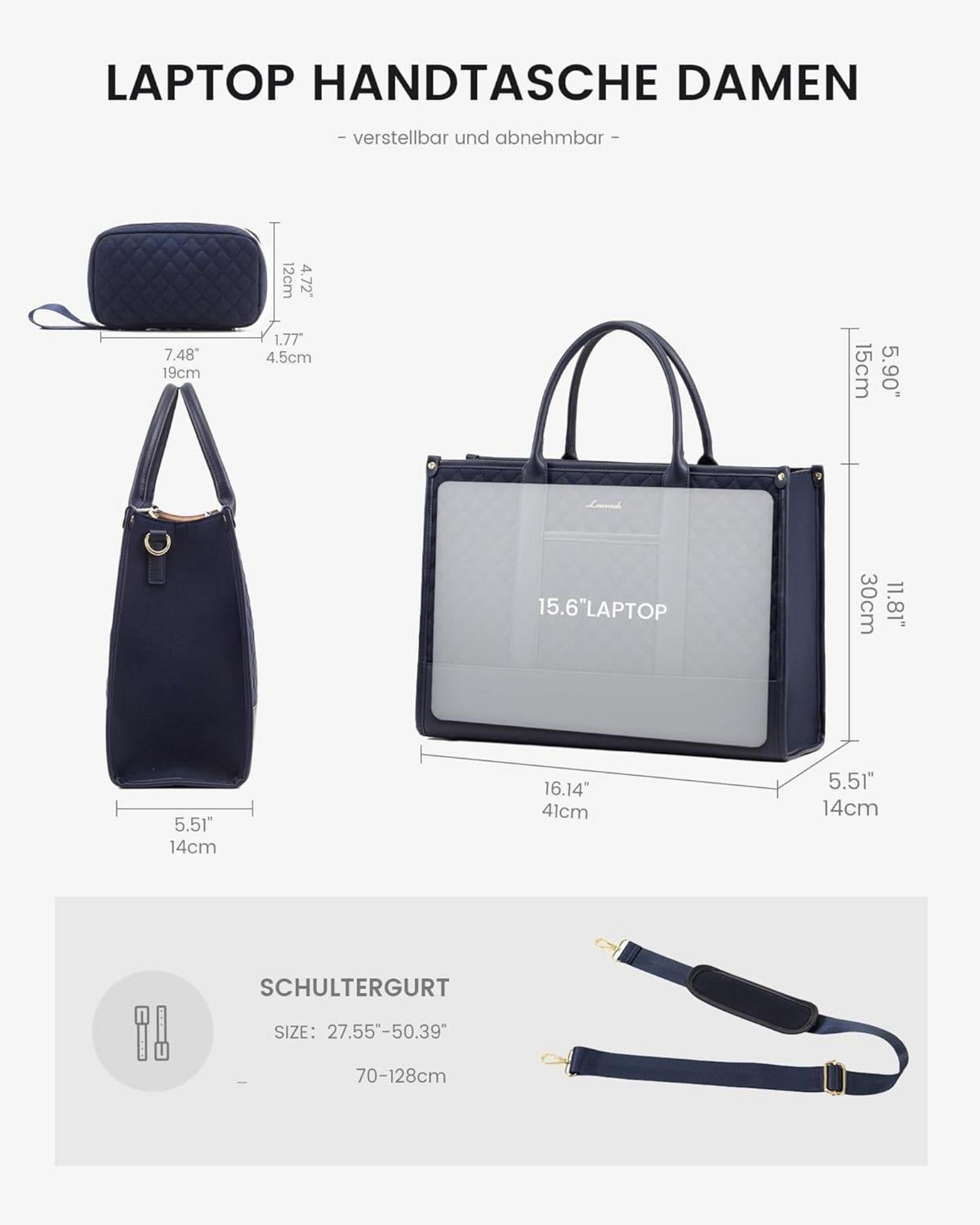 LOVEVOOK Laptoptasche Damen 15,6 Zoll Wasserdicht Arbeitstasche Handtasche Groß Uni