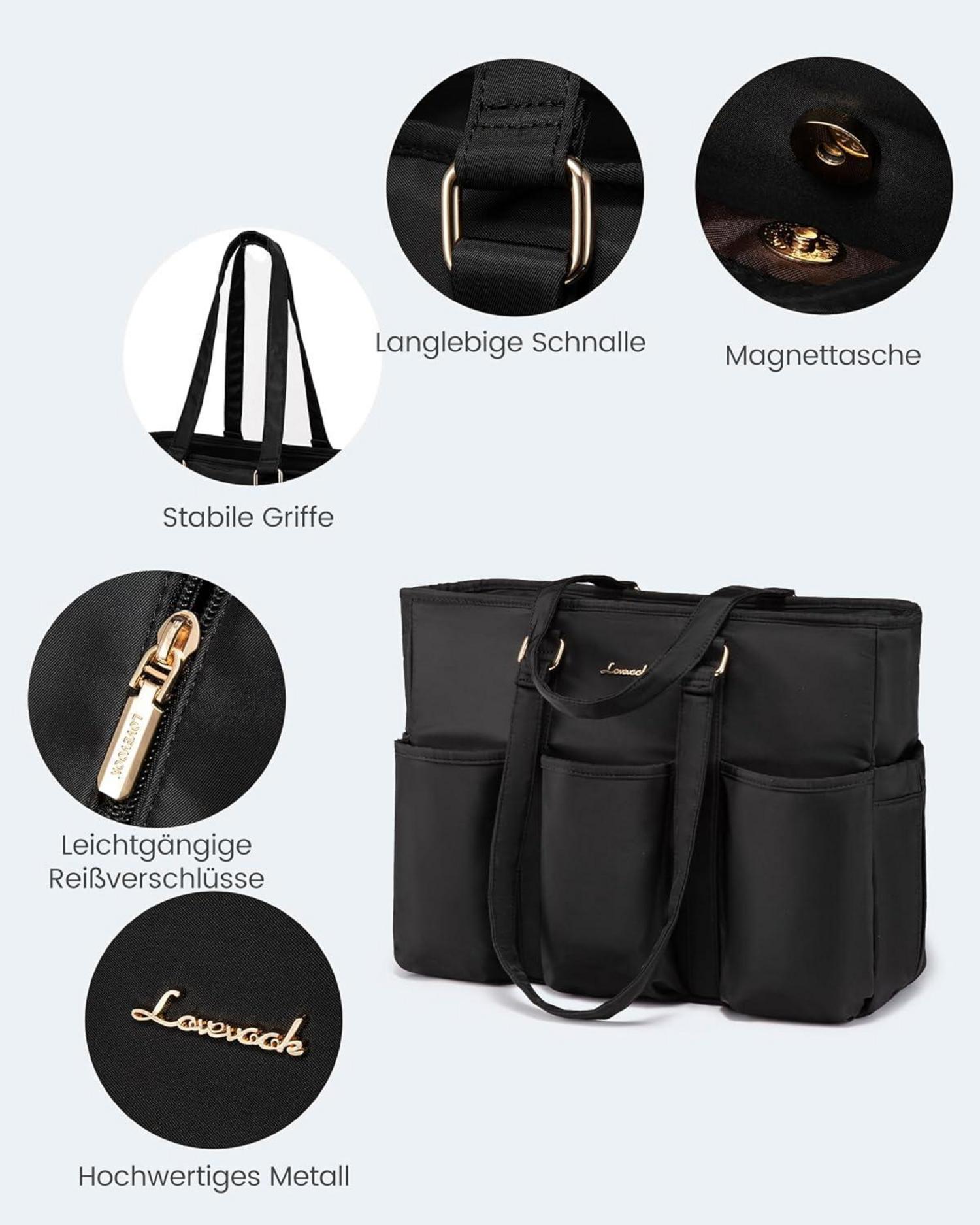 Laptoptasche Damen 15,6 Zoll Schwarz Wasserdicht Nylon Business-Tasche