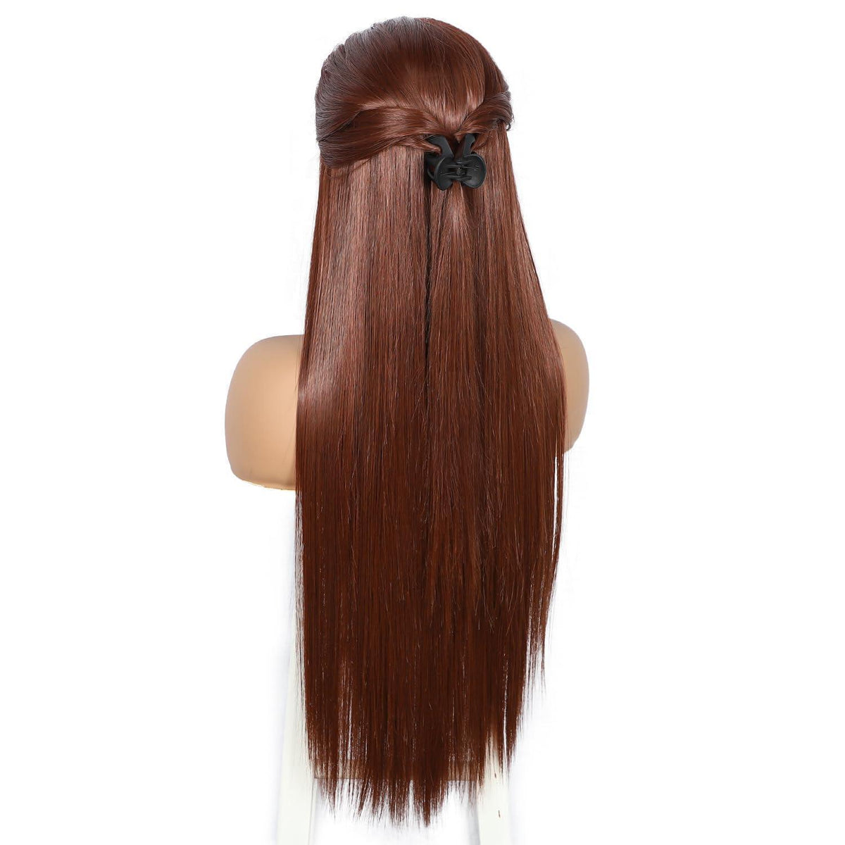 Rötlich braune lange gerade Perücke mit Lace Front 13x6