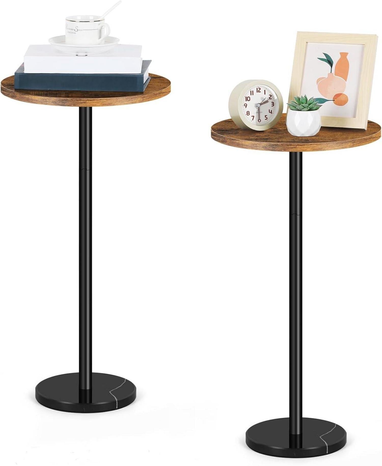 Retro Brauner Marmor Beistelltisch Wohnzimmer Schlafzimmer 32CM