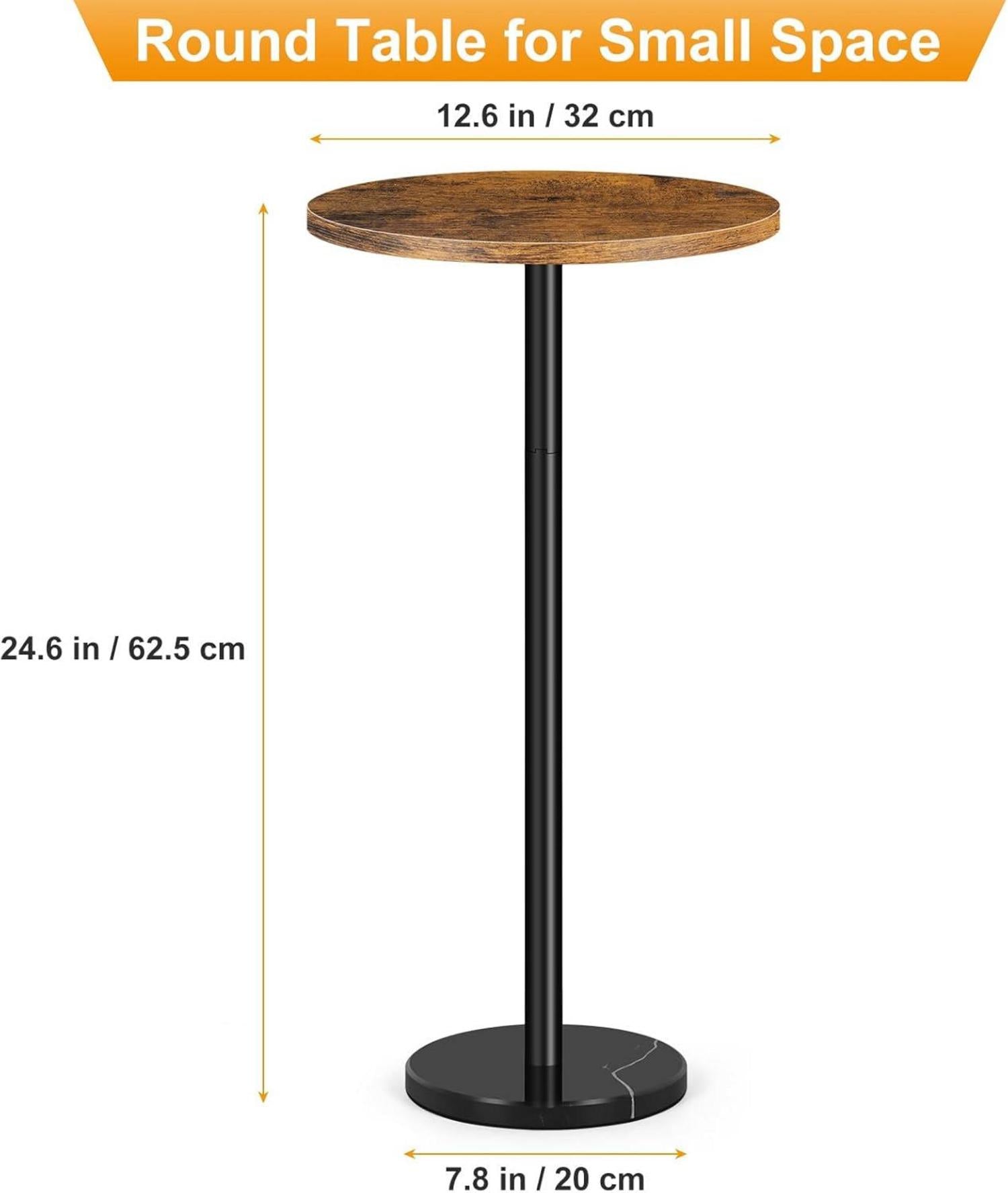 Retro Brauner Marmor Beistelltisch Wohnzimmer Schlafzimmer 32CM
