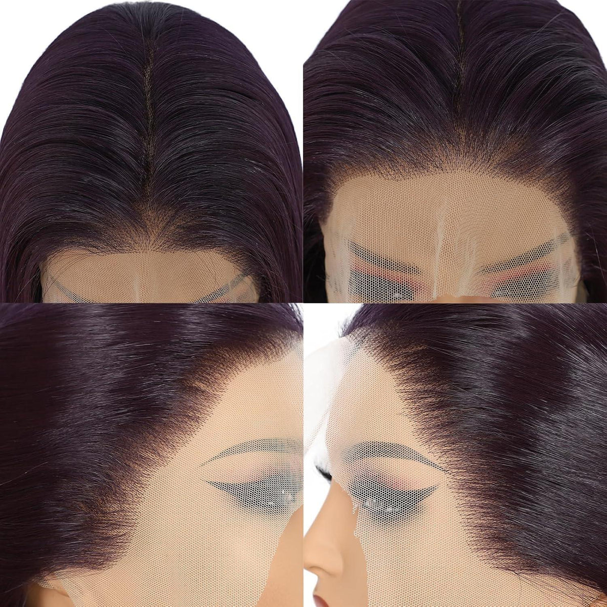 Lange Violette Gerade Perücke mit Lace Front 13x6 - 26 Zoll
