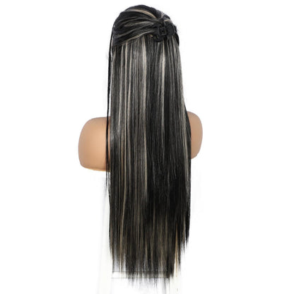 Lange gerade Perücke Schwarz Highlights 13x6 Lace Front Perücke